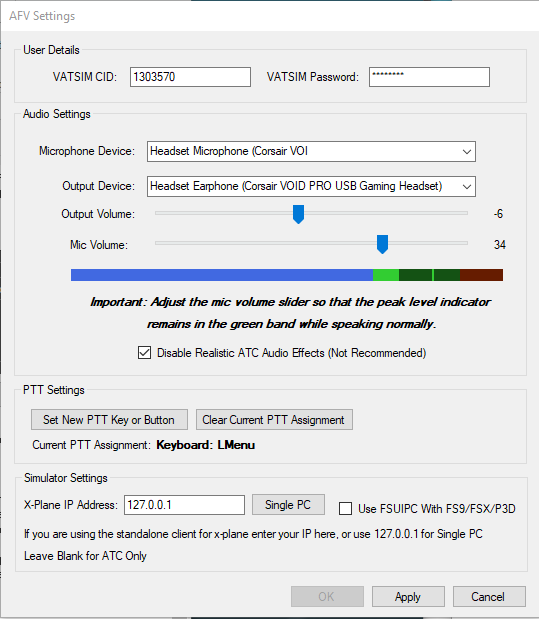 Standalone client settings