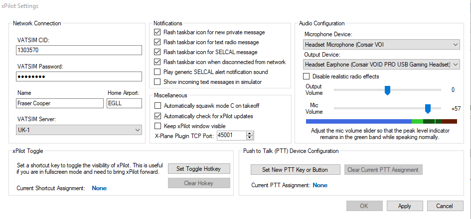 xPilot settings